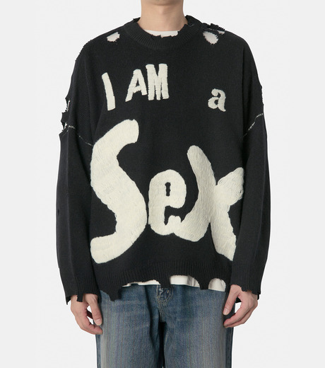 XL【SAINTMICHAEL】I AM A CREW KNT／新品タグ／送料込 SAINT MICHAEL×Sex Pistols SP CREW KNT ／ I AM Aクラッシュニット