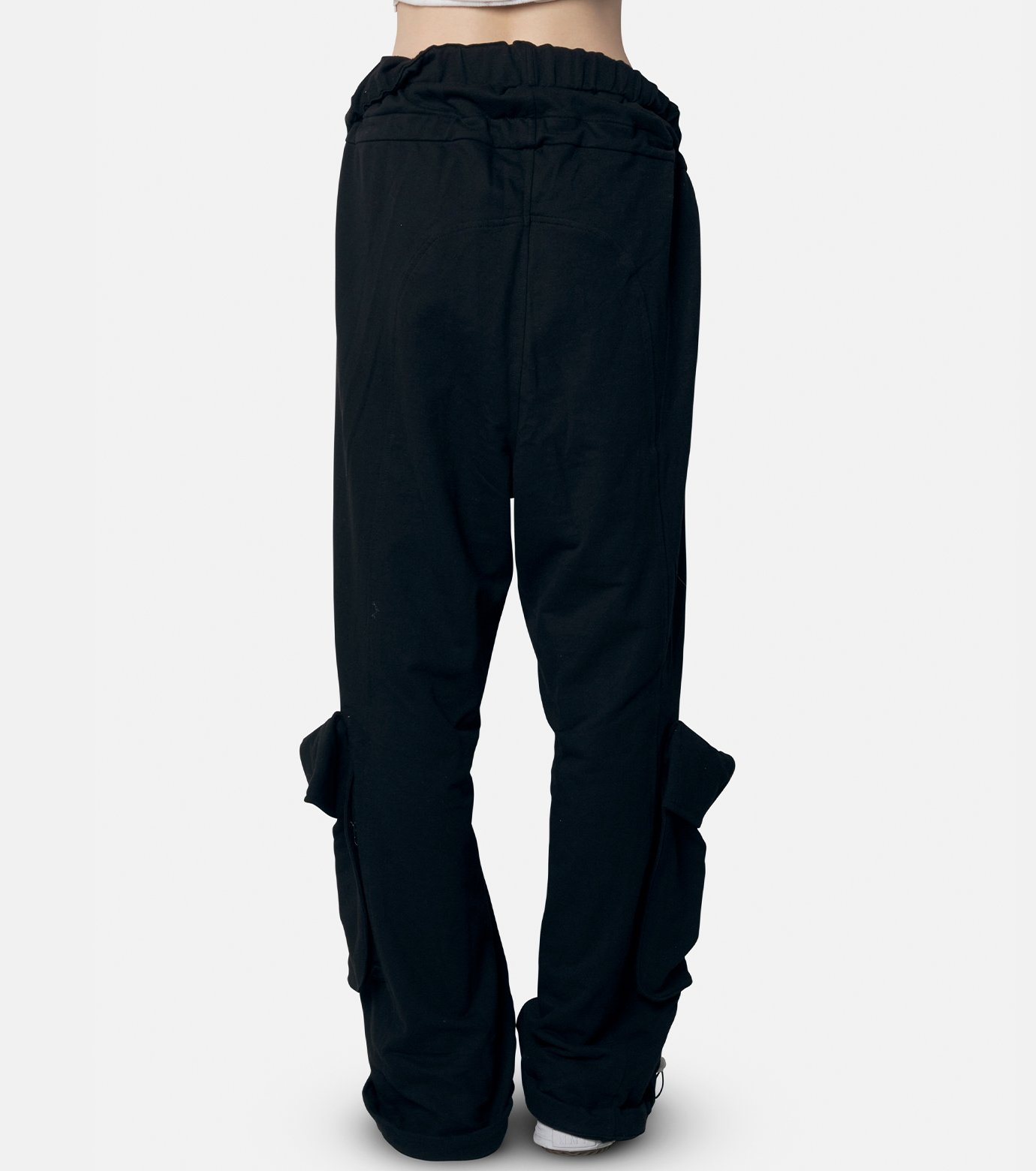 オープンワイワイ - OPEN YY | Rolled Waist Sweat Cargo-Black-Sの
