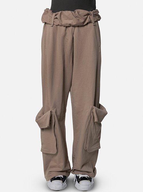オープンワイワイ - OPEN YY | Rolled Waist Sweat Cargo-Beige-Mの