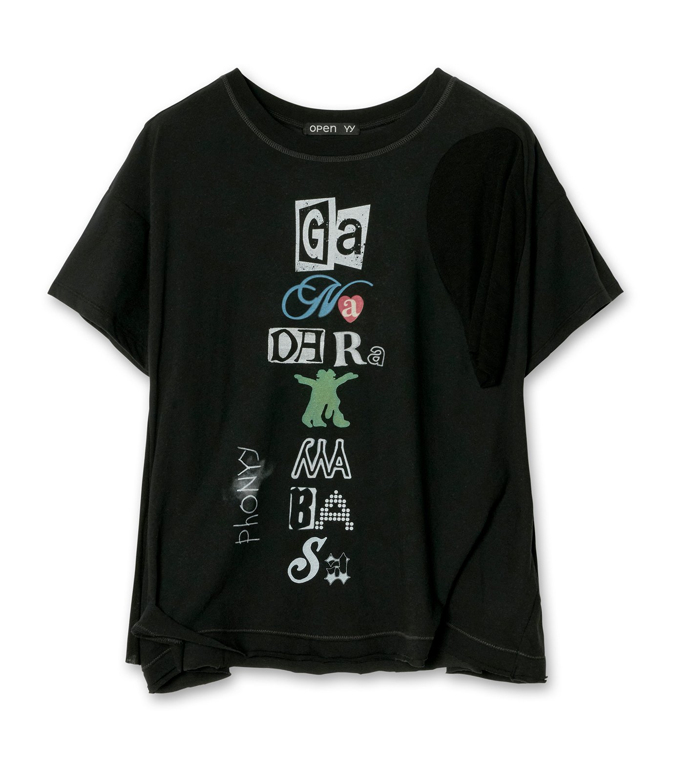 YY様オーダー オープンワイワイ - OPEN YY | Scoop Neck Phonetic Tee-Black-Sの通販