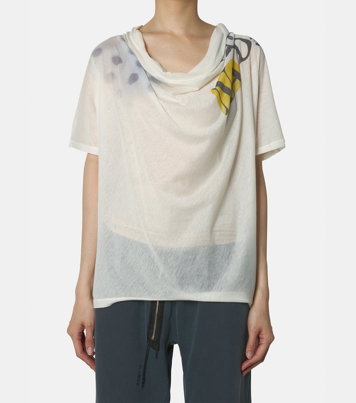 オープンワイワイ - OPEN YY | Phonetic Cowl Neck Tee-White-Sの通販