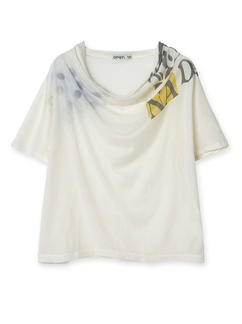 オープンワイワイ - OPEN YY | Phonetic Cowl Neck Tee-White-Sの通販