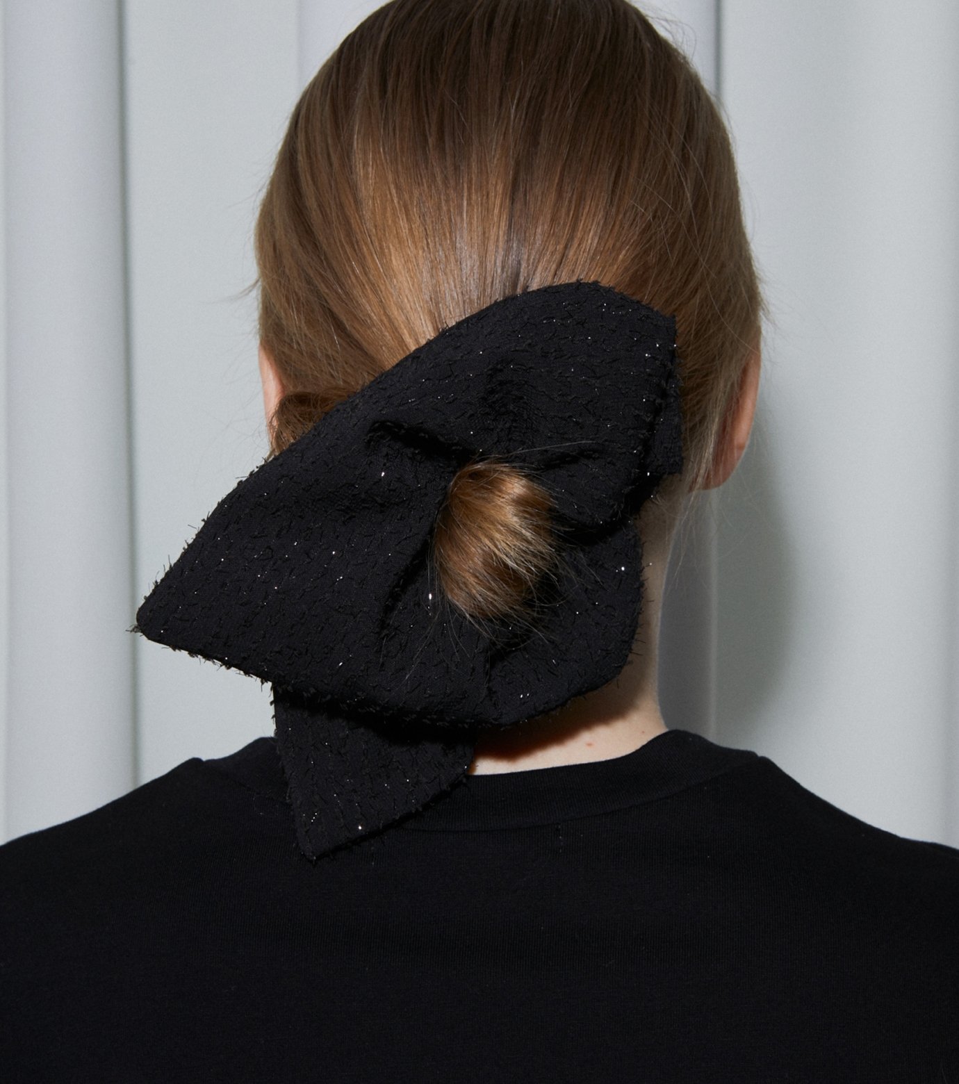 ヘイップ - heyep | Tweed Square Medium Scrunchie-Black-Fの ヘイップ - heyep | Tweed Square Medium Scrunchie-Black-Fの